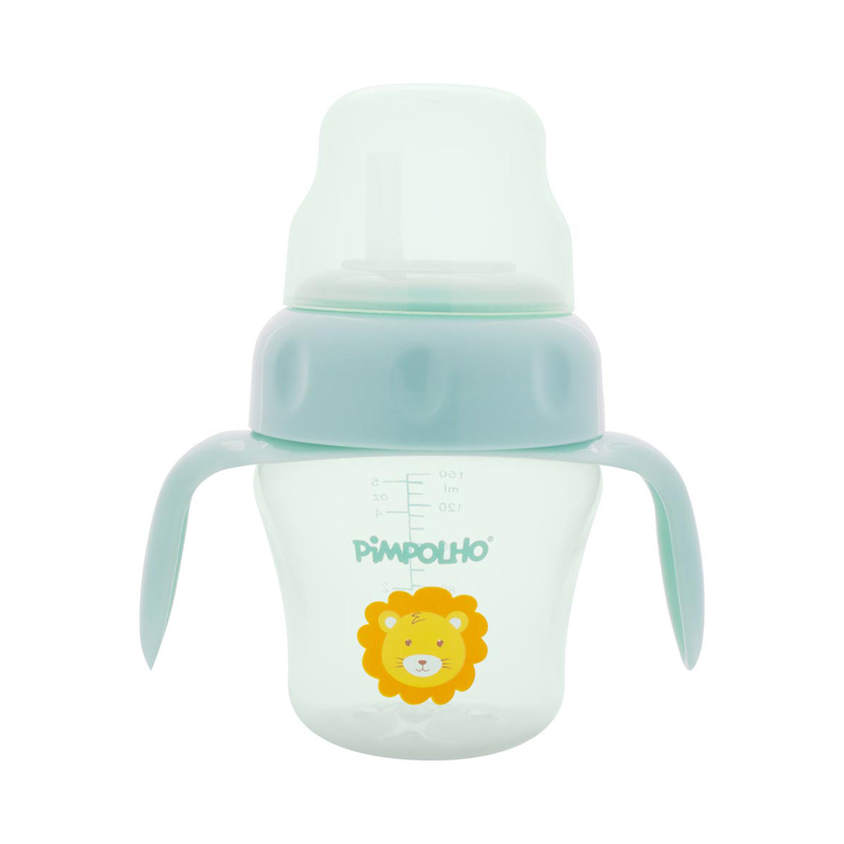 Copo de Treinamento com Alça e Bico Flexível 150ml Masculina Pimpolho Verde/Leão