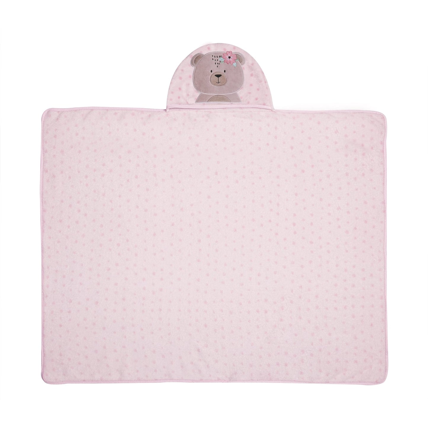 Cobertor Bordado de Microfibra Papi Friends com Capuz Ursa Ema - Conforto Exclusivo para Seu Bebê