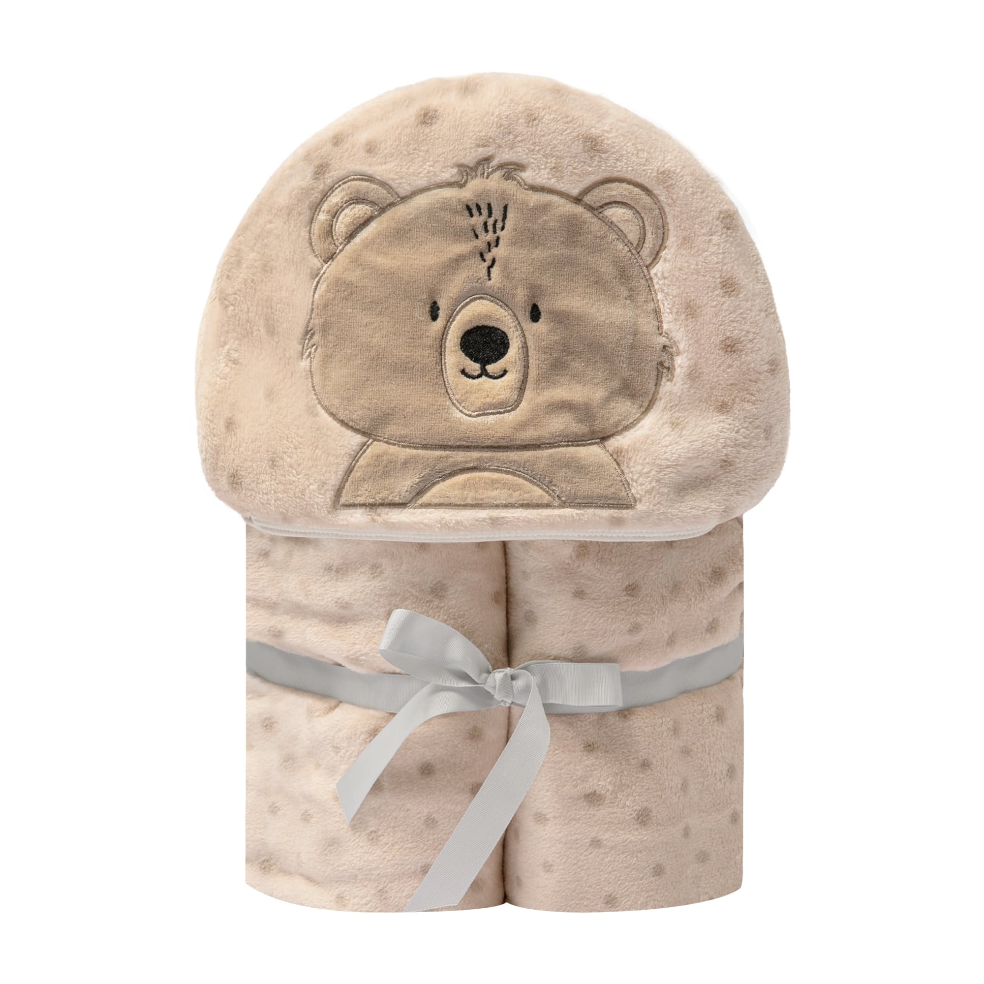 Cobertor Bordado de Microfibra Papi Friends com Capuz Urso Ted - Conforto Exclusivo para Seu Bebê