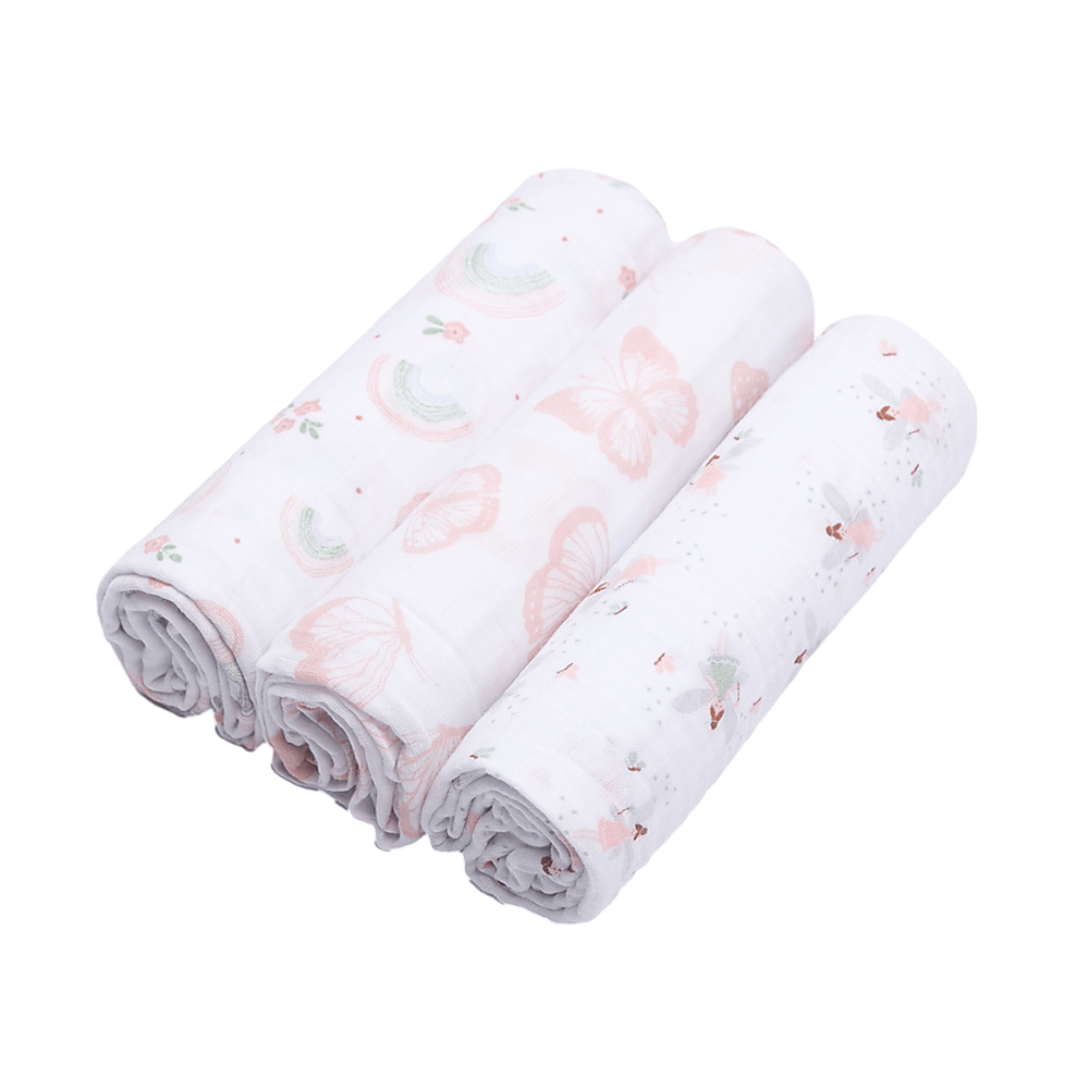 Cueiro swaddle papi soft estampado 80cm x 80cm contém 03 un arco de flores