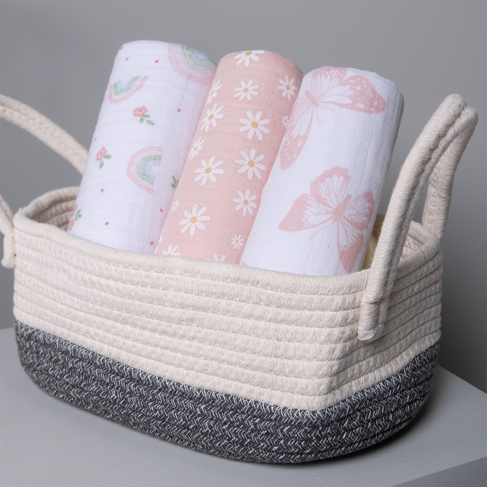 Cueiro swaddle papi soft estampado 80cm x 80cm contém 03 un margaridas