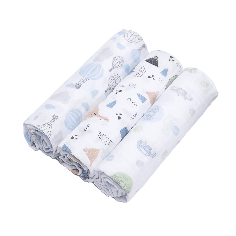 Cueiro swaddle papi soft estampado 80cm x 80cm contém 03 un jurassic