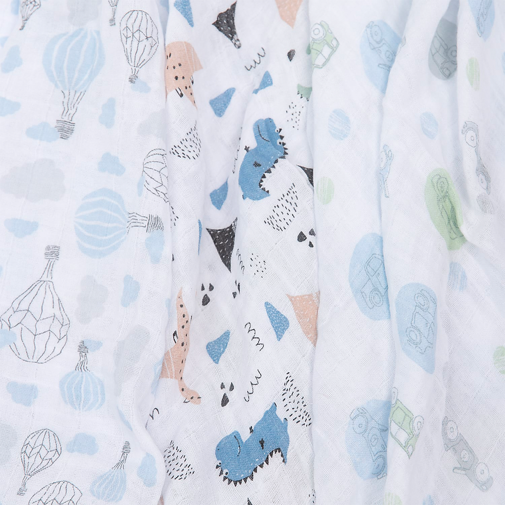 Cueiro swaddle papi soft estampado 80cm x 80cm contém 03 un jurassic