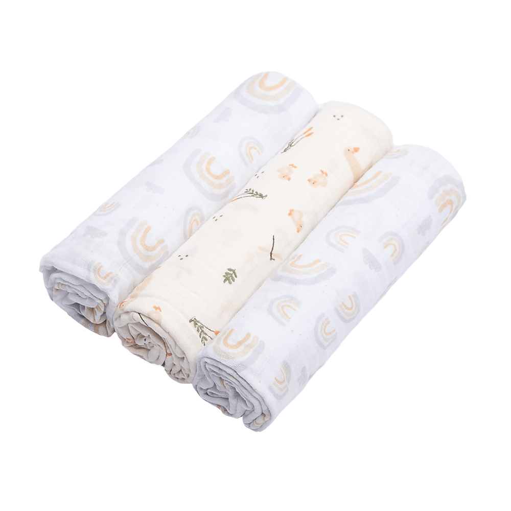 Cueiro swaddle papi soft estampado 80cm x 80cm contém 03 un passeio dos patinhos