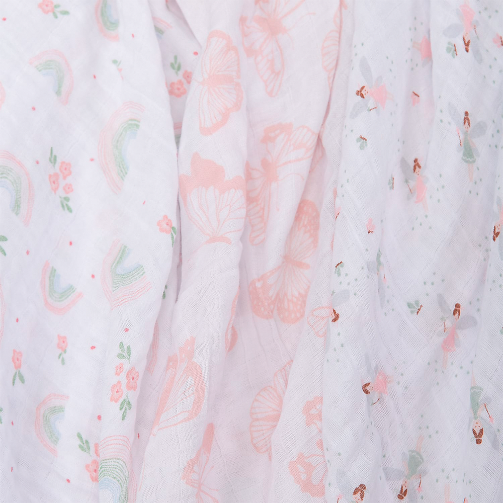 Cueiro swaddle papi soft estampado 80cm x 80cm contém 03 un arco de flores