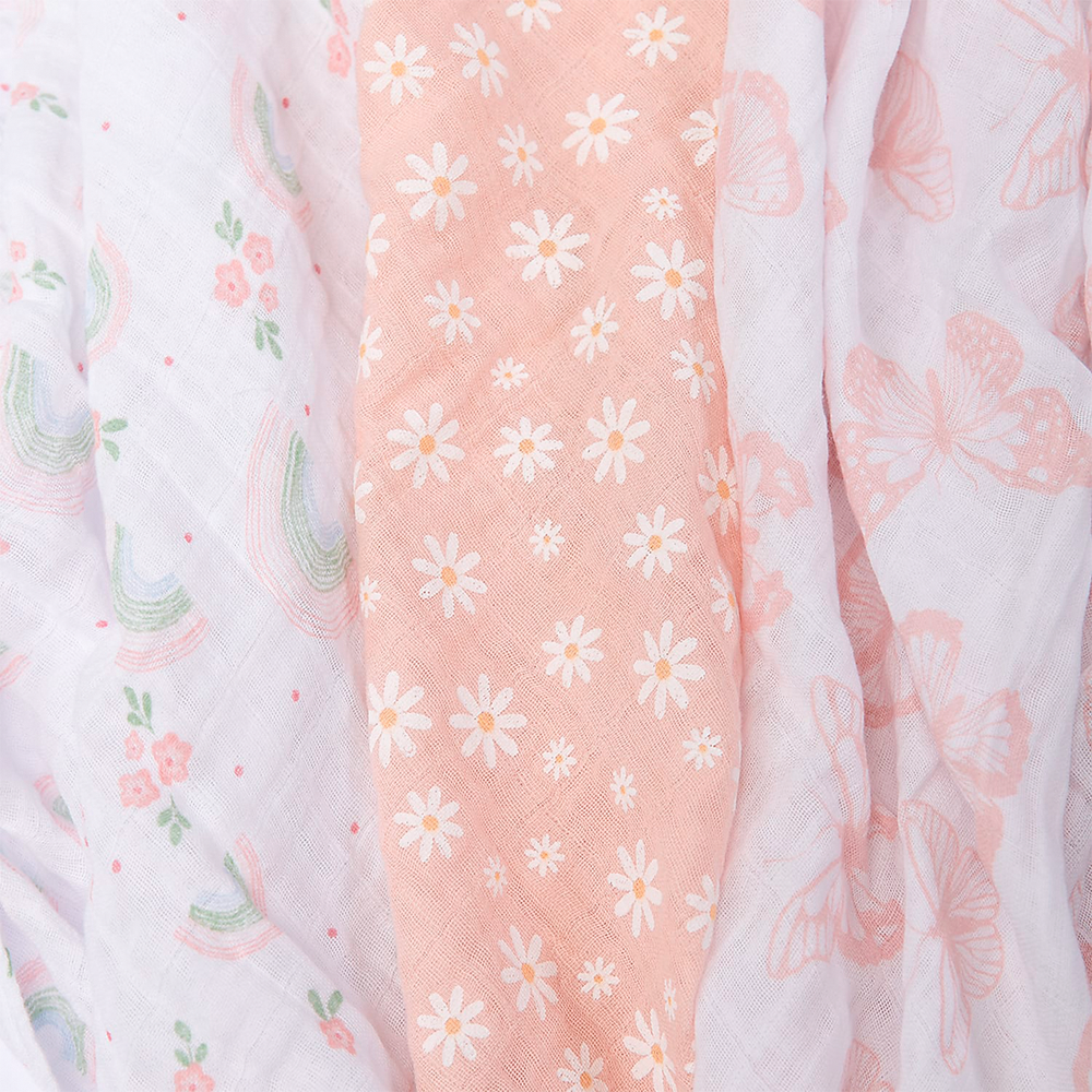 Cueiro swaddle papi soft estampado 80cm x 80cm contém 03 un margaridas