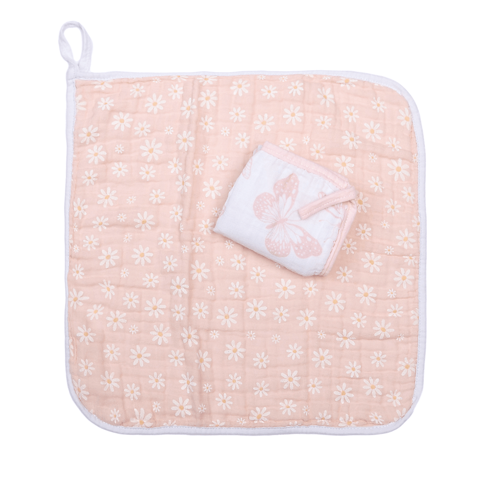 Paninho de boca papi soft c/prendedor de chupeta est 40cm x 40cm contém 02 un margaridas