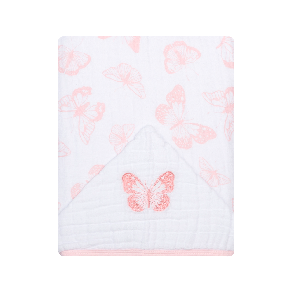 Toalha de Banho Papi Soft com Capuz Bordado Família Borboletas - Conforto Exclusivo para Seu Bebê