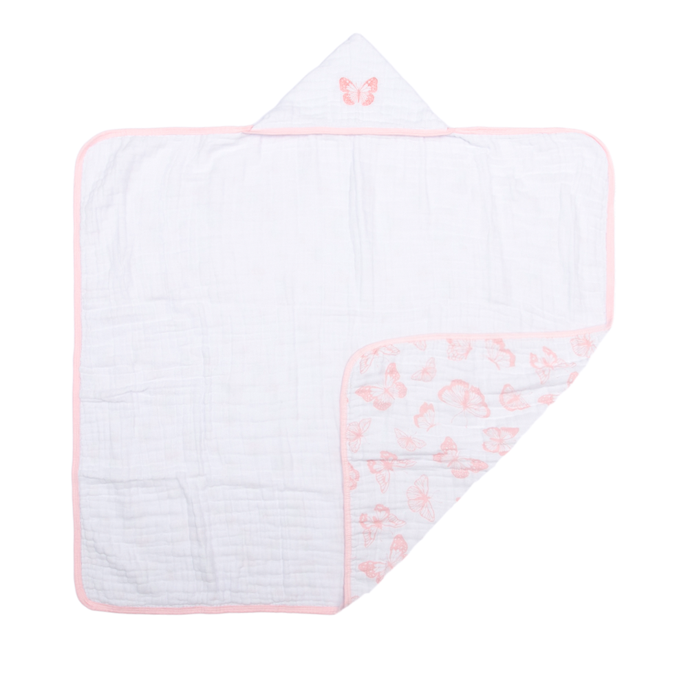Toalha de Banho Papi Soft com Capuz Bordado Família Borboletas - Conforto Exclusivo para Seu Bebê