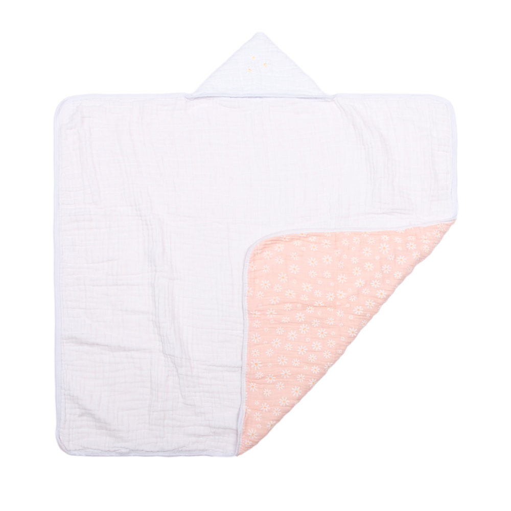 Toalha de Banho Papi Soft com Capuz Bordado Margaridas - Conforto Exclusivo para Seu Bebê
