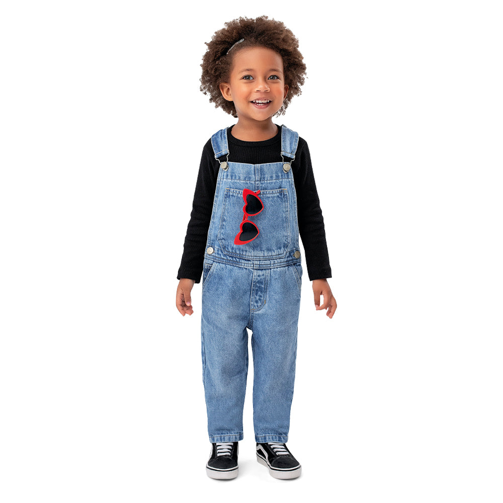 Jardineira Feminina Infantil Longa Jeans