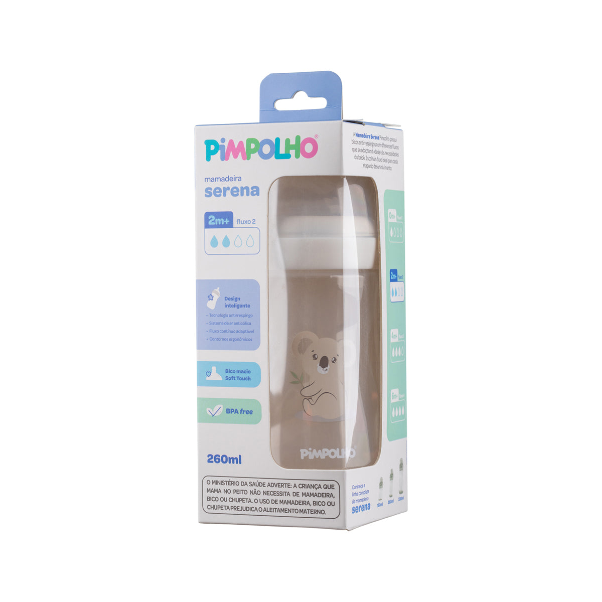Mamadeira Serena Pimpolho Coala Branca – 260ml de Conforto e Segurança