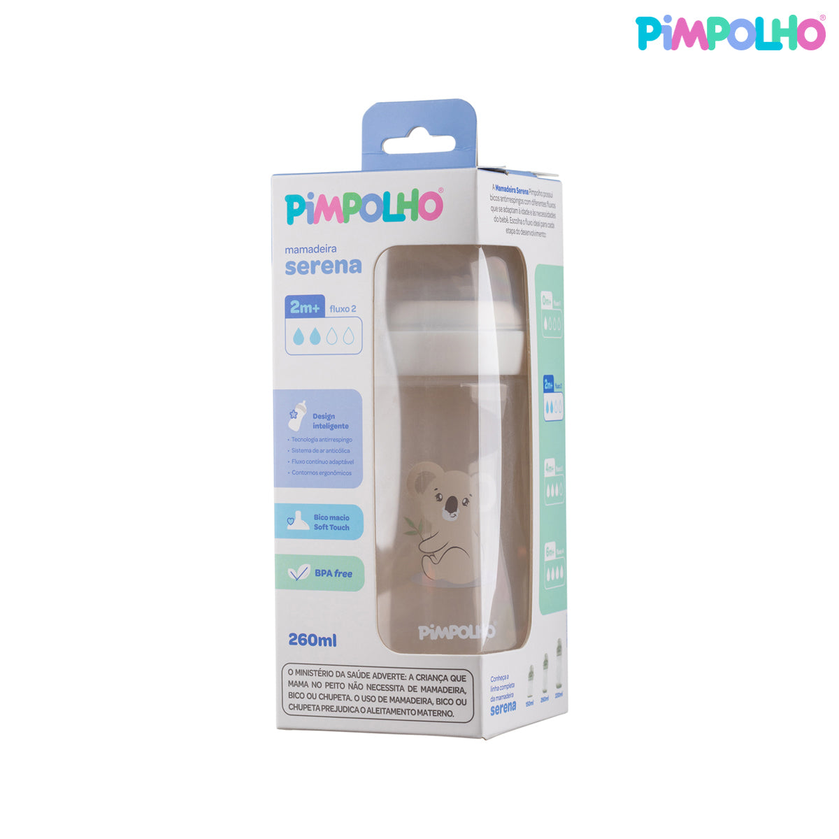 Mamadeira Serena Pimpolho Coala Branca – 260ml de Conforto e Segurança