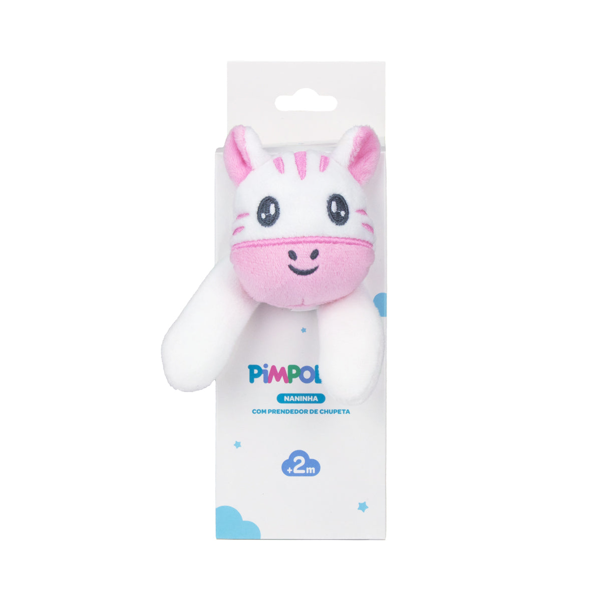 Naninha com Prendedor de Chupeta Feminina Pimpolho Branca/Zebra