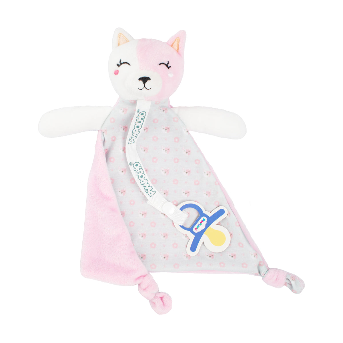 Naninha com Prendedor de Chupeta Feminina Pimpolho Branca/Gato