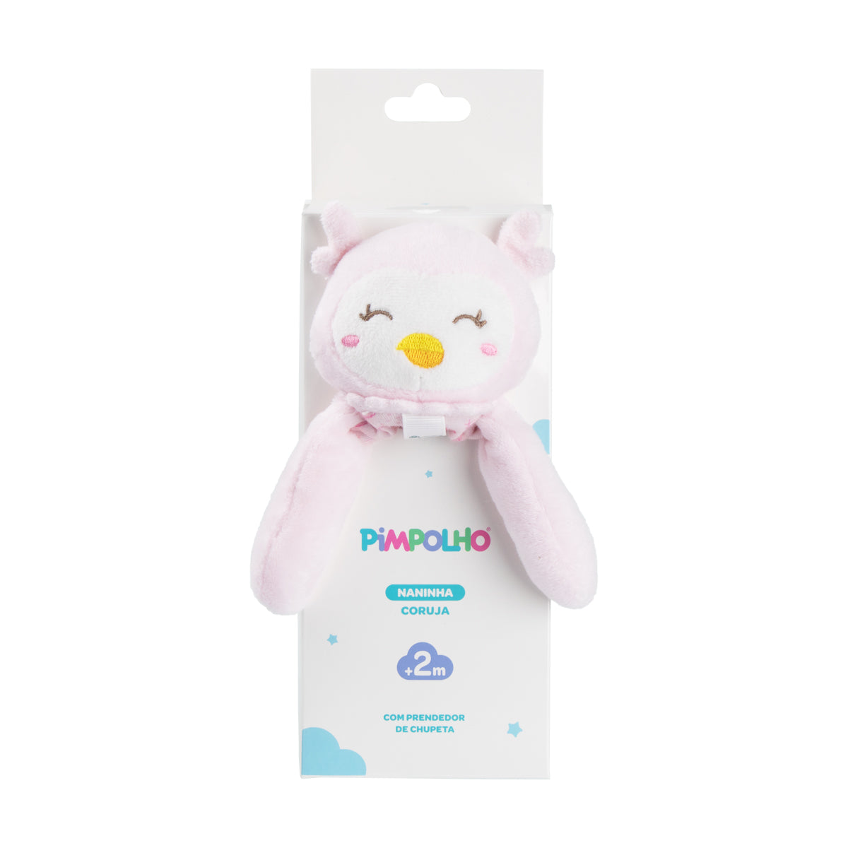Naninha com Prendedor de Chupeta Feminina Pimpolho Rosa/Coruja