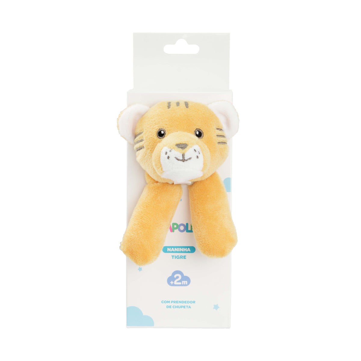 Naninha com Prendedor de Chupeta Masculina Pimpolho Laranja/Tigre