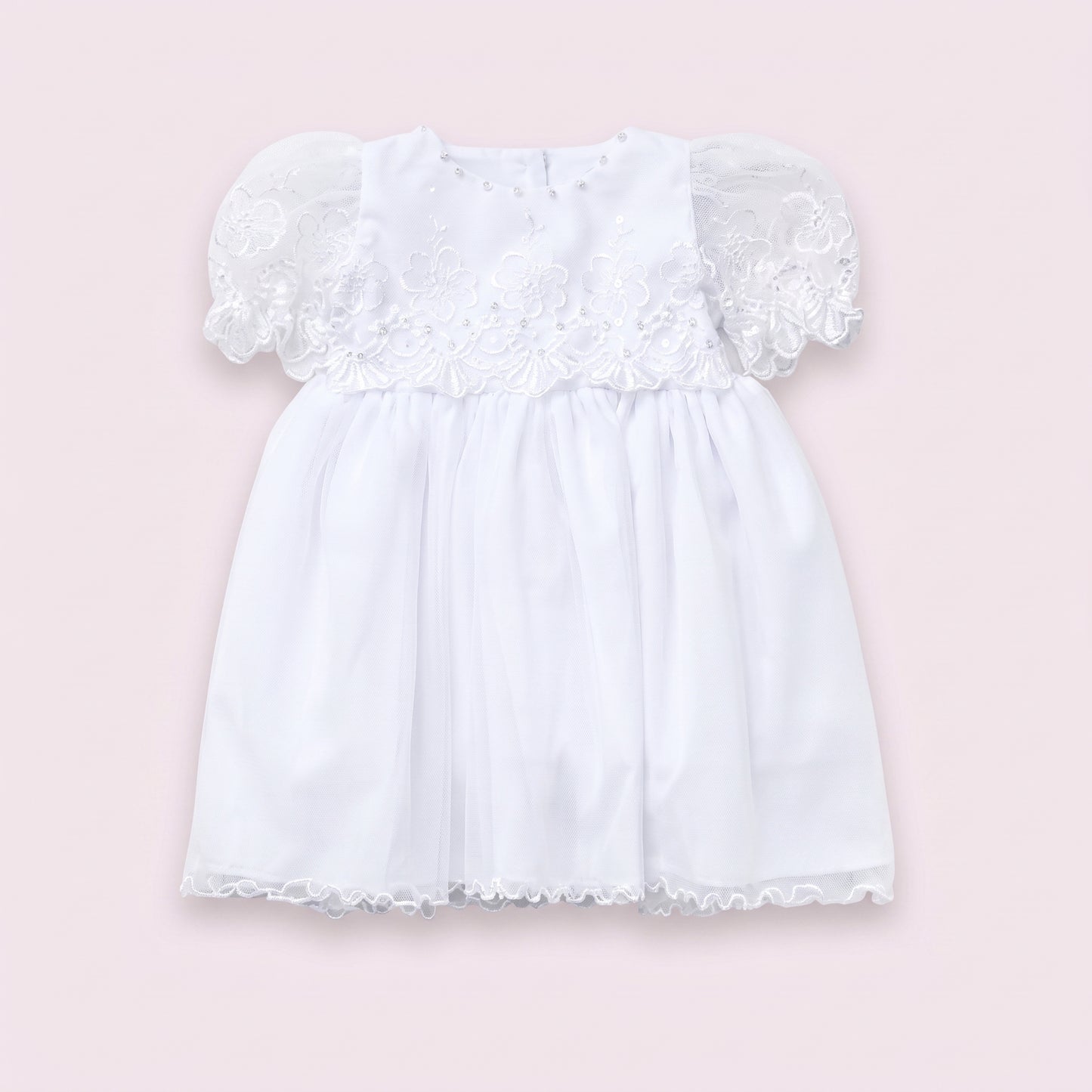 Vestido Infantil de Renda Bordada com Elegância e Conforto