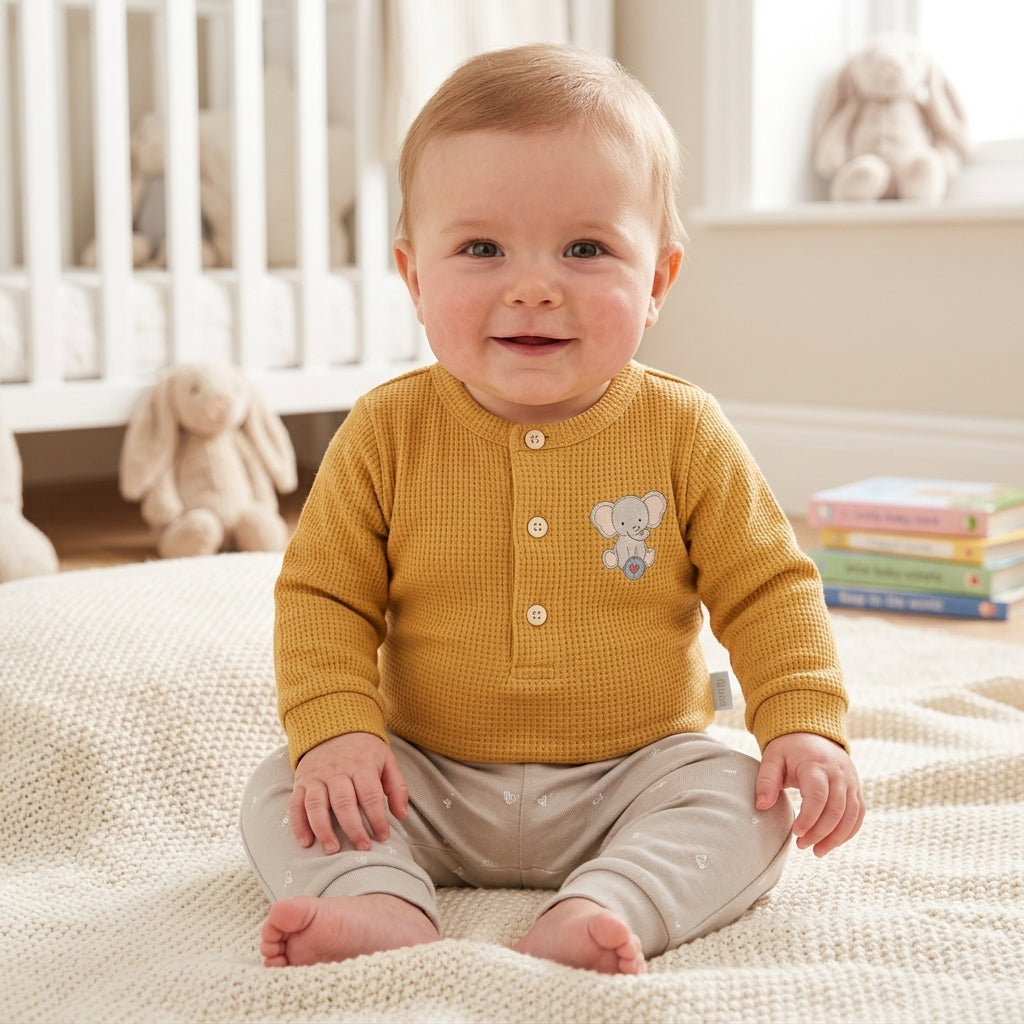 Conjunto Masculino Bebê Elefantinho Paraiso – Doçura e Conforto em Miniatura