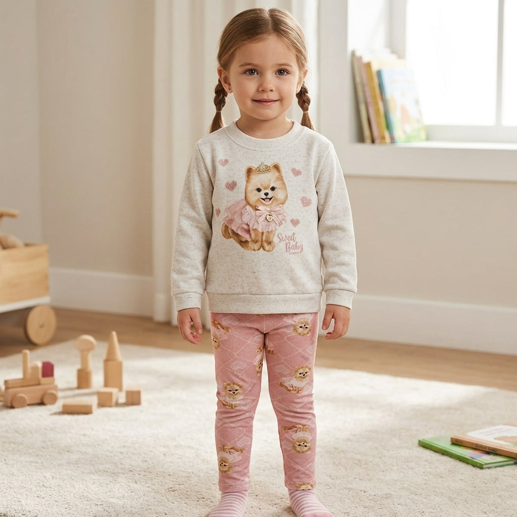 Conjunto Infantil Feminino Blusão Manga Longa e Legging Sweet Baby – Charme e Conforto