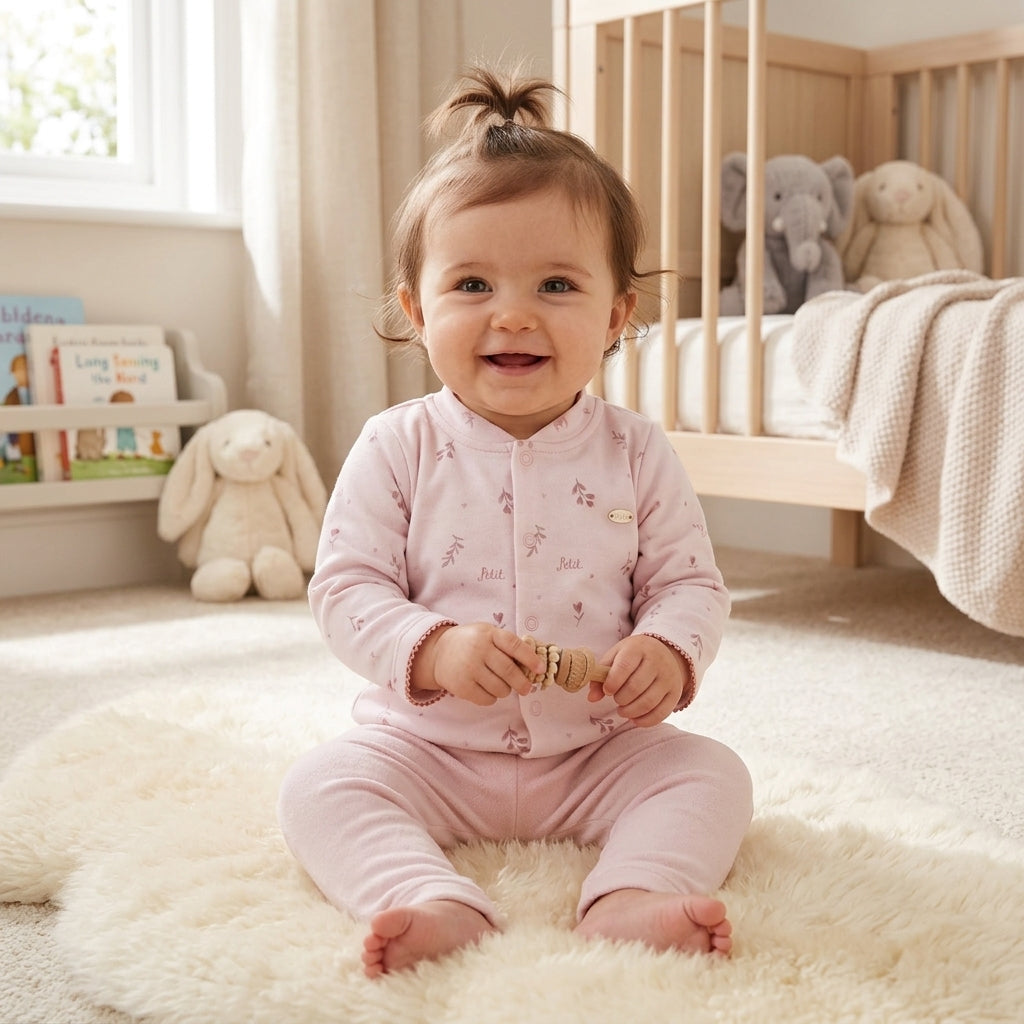 Conjunto de Bebê Rosa Floral com Toque Suave
