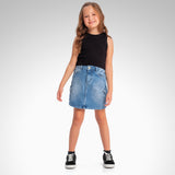 Saia Feminino Infantil Cargo Jeans