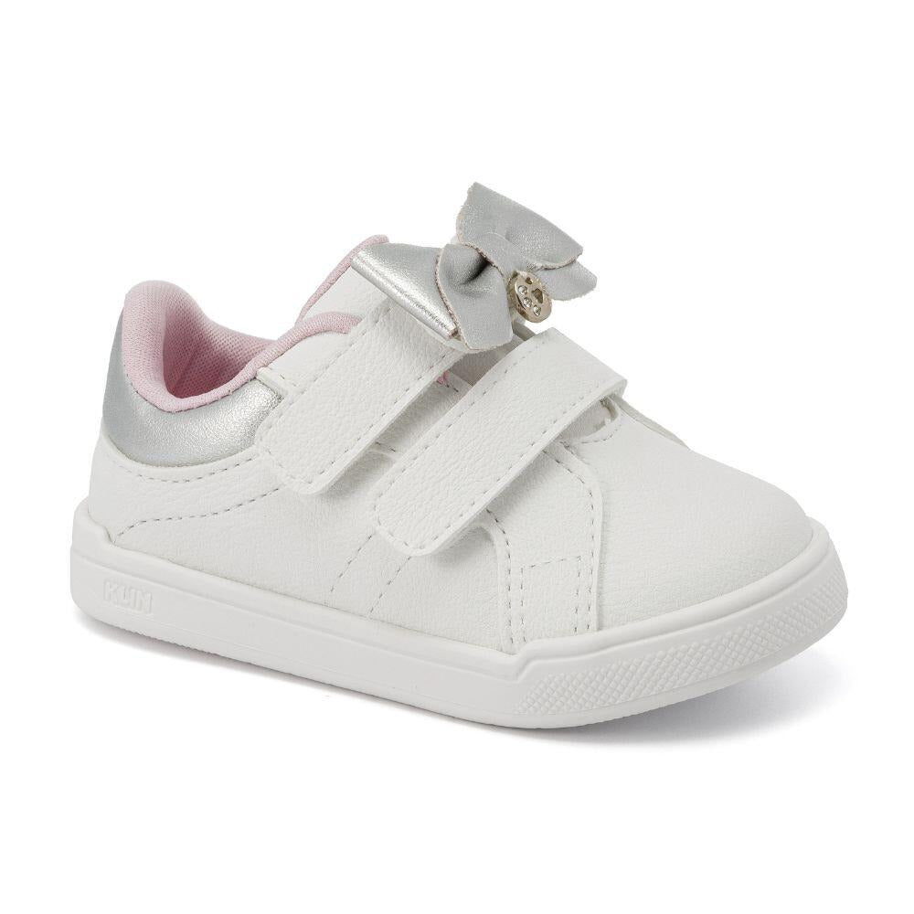 Tênis Infantil Menina Klin Baby Sky Branco Prata