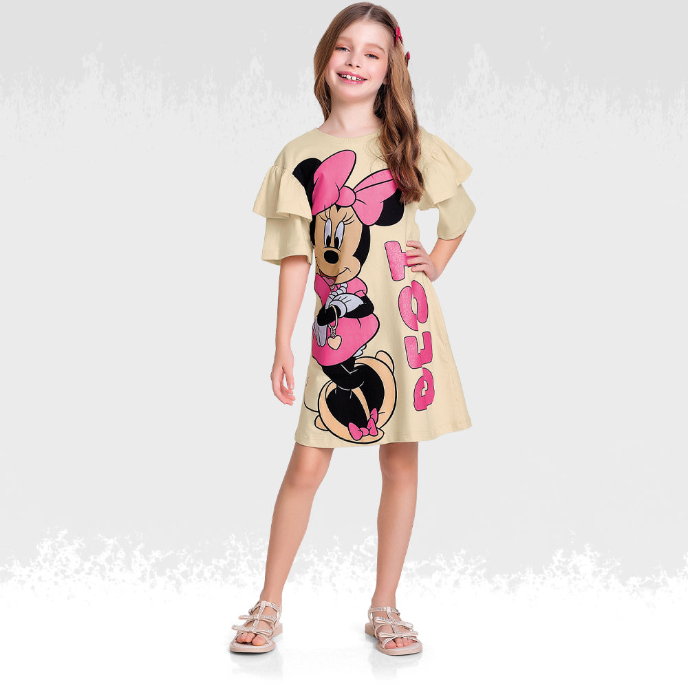 Vestido Feminino Em Malha Minnie Mouse