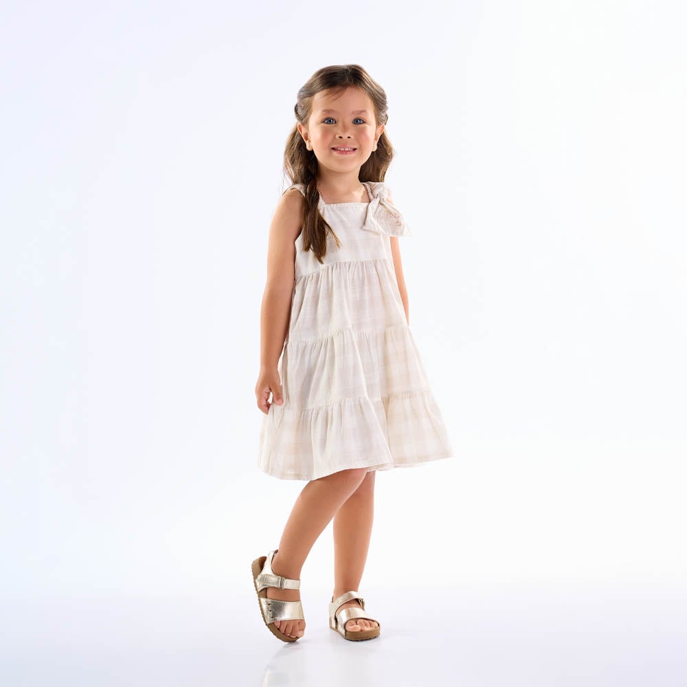 Vestido Feminino Infantil Laços Xadrez