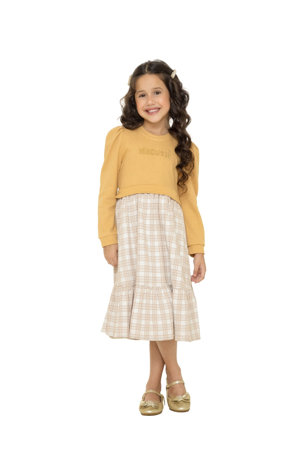 Vestido Feminino Infantil Manga Longa Marella